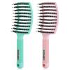2 Pack Detangling Brush Getting Knots Out without Pain Adds Shine and Makes Hair Smooth,Detangler Boar Bristle Hair Brush for Adult & Kids Wet or Dry Hair(Light Green&Pink) view 1