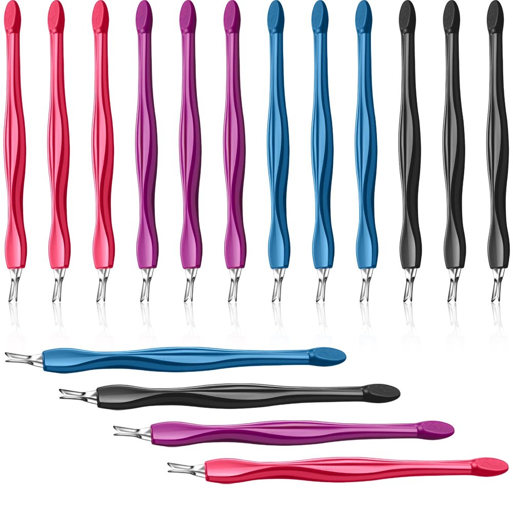 Cuticle Pusher Cuticle Trimmer Professional V Shaped Cuticle Remover Manicure Dead Skin Removal Tool Toe Nail Care for Home and Nail Shop (12Pcs)