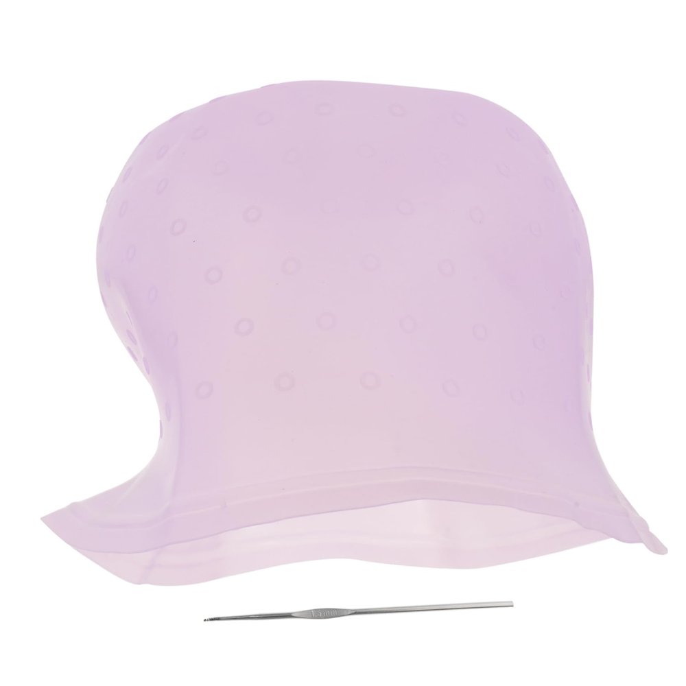 Beaupretty Professional Silicone Dyeing Cap Reusable Highlighting Tool with Hooks for Easy Hair Coloring Salon Premium Elastic Material Fits