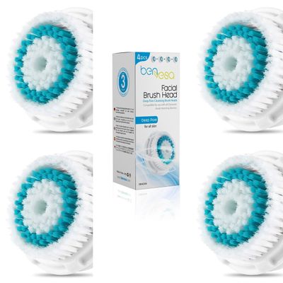 benvesa Deep Pore Replacement Brush Heads  Compatible with Clarisonic Mia 1, Mia 2, Mia Fit, Alpha Fit, Smart Profile Uplift  4 Pack