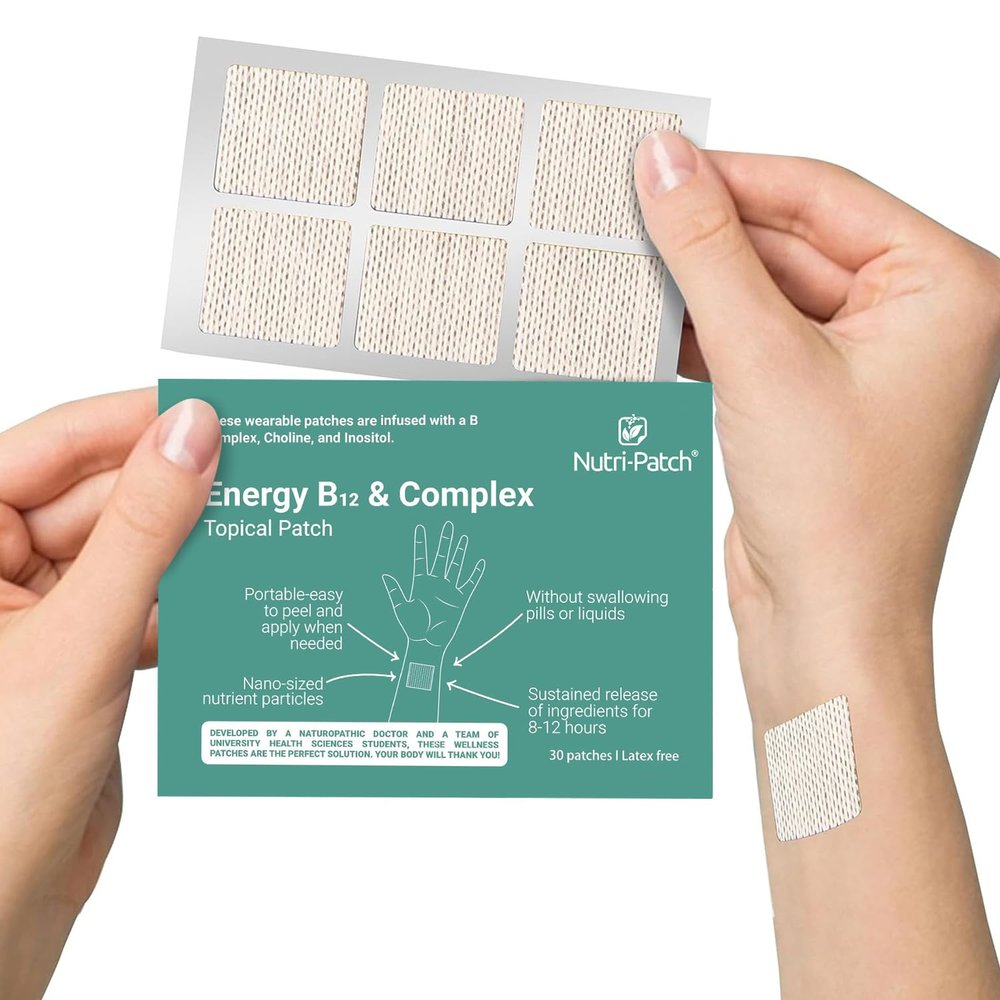 NUTRI-PATCH Energy B12 &Complex Topical Patch, Infused with B1,B2,B3,B5,B6,B12,Biotin,Choline & Inositol 30 Count
