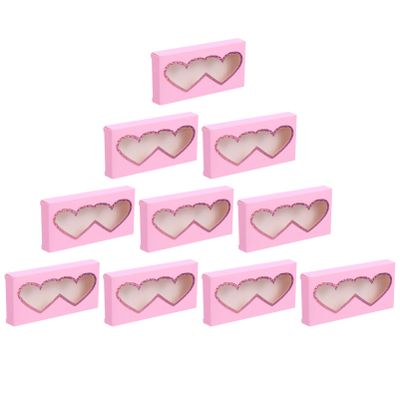 Beavorty 10pcs Heart-shaped Empty Eyelash Cases Portable Paper Storage Boxes for False Eyelashes Lightweight and Protective Organizer for Travel and Daily Use