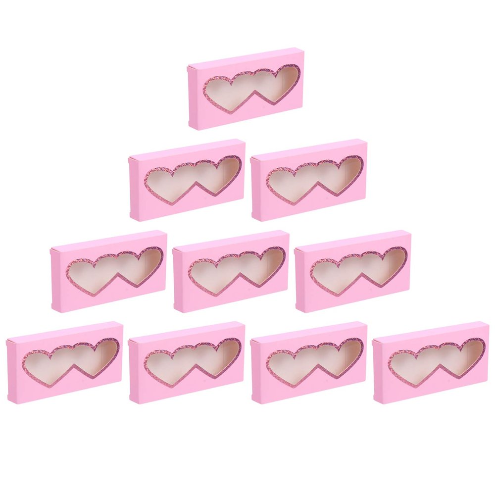 Beavorty 10pcs Heart-shaped Empty Eyelash Cases Portable Paper Storage Boxes for False Eyelashes Lightweight and Protective Organizer for Travel and Daily Use
