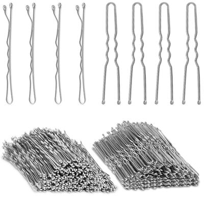 Silver Bobby Pins, AITRAI 200pcs Sliver Hair Pins Kit Grey Bobby Pins for Gray Hair U-shaped Hair Pins for Women Bun with Box, 2.4inch