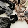 Bandana Hair Scrunchies with Ribbon Bow Scarf Scrunchies for Women, Elegant Floral Hair Ties Plaid Scarf Scrunchies (6 PCS Double Layer) view 2