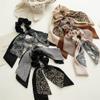 Bandana Hair Scrunchies with Ribbon Bow Scarf Scrunchies for Women, Elegant Floral Hair Ties Plaid Scarf Scrunchies (6 PCS Double Layer) view 3