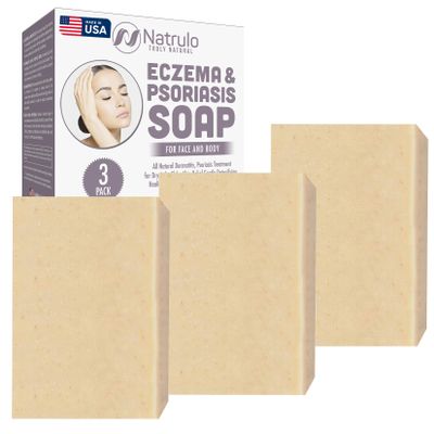 Eczema Soap Bar for Face and Body All Natural Dermatitis, Psoriasis Treatment for Dry Itchy Flaky Skin Relief Gentle Detoxifying, Healing, Anti-Itch, Cleansing Skin Care Remedy Made in USA