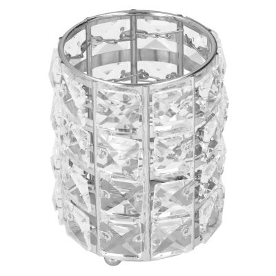 Crystal Makeup Brush Holder Organizer, Personalized Comb Brushes Pen Storage Box Container, Handcrafted Cosmetics Brushes Cup for Brush Pencil Jewelry(silver)