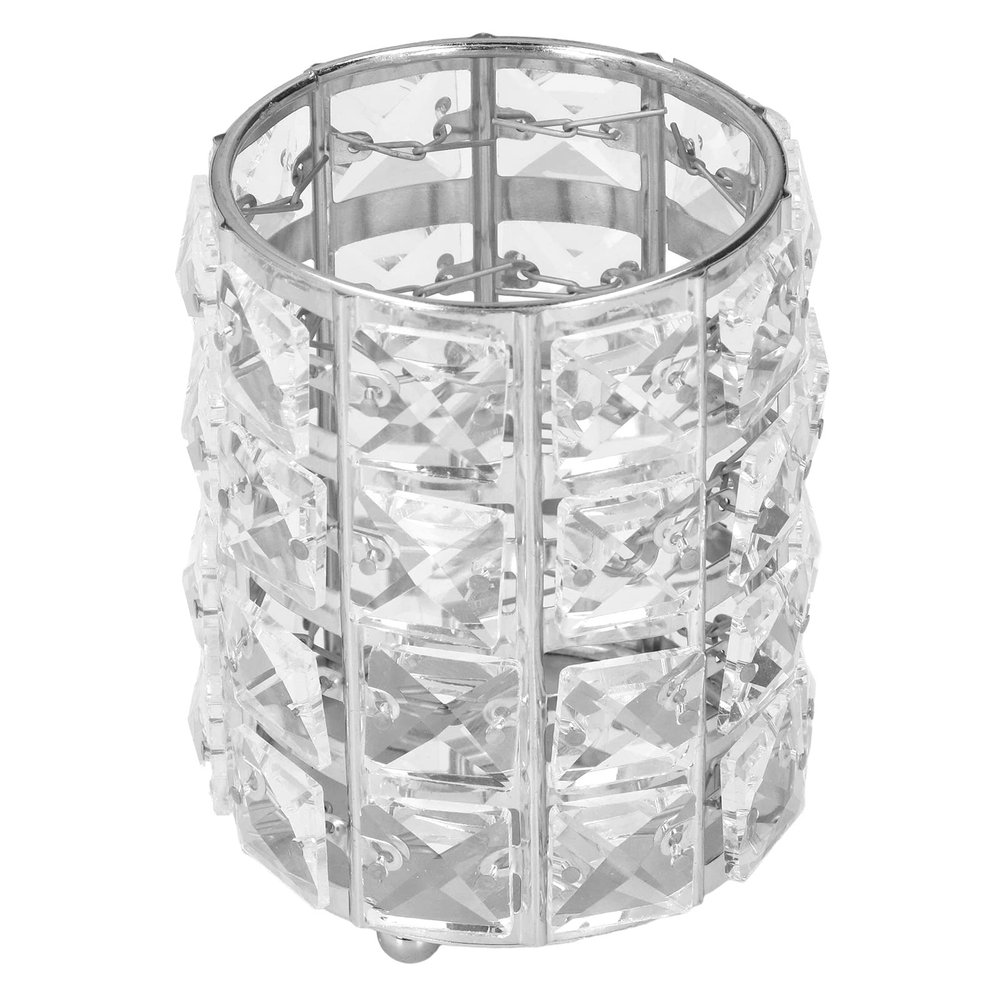 Crystal Makeup Brush Holder Organizer, Personalized Comb Brushes Pen Storage Box Container, Handcrafted Cosmetics Brushes Cup for Brush Pencil Jewelry(silver)