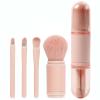 Vtrem Makeup Brushes Set Portable - 4 in 1 Travel Powder Brush, Lip Brush, Eyeshadow Brush, Highlight Brush, Foundation Blending Powder Brushes Retractable Make Up Brushes Set, Pink view 1