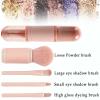 Vtrem Makeup Brushes Set Portable - 4 in 1 Travel Powder Brush, Lip Brush, Eyeshadow Brush, Highlight Brush, Foundation Blending Powder Brushes Retractable Make Up Brushes Set, Pink view 2
