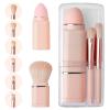 Vtrem Portable Retractable Makeup Brushes Set - 8 in 1 Travel Powder, Angled, Lip, Eyeshadow, Foundation Blending, Beauty Sponge All in One Make Up Brush Set view 1