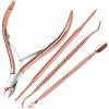 FANDAMEI Nail Care Kit, Nail Cuticle Nippers, Ingrown Toenail Tools Kit, Nail Lifter, Toenail File and Lifters Stainless Steel, Nail Cuticle Pushers, Professional Manicure and Pedicure Set, 4 PCS view 1