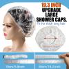 LEOBRO Shower Caps, 60PCS Large Disposable Shower Caps for Women, Plastic Shower Cap, Plastic Cap for Hair Treatment, Travel, Large Size 19.3 INCH view 2