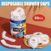 LEOBRO Shower Caps, 60PCS Large Disposable Shower Caps for Women, Plastic Shower Cap, Plastic Cap for Hair Treatment, Travel, Large Size 19.3 INCH view 3