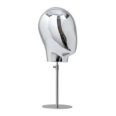 21 Inch Adjustable Mannequin Head Wig Making Head Vintage Style Metal Head Wig Hat Glasses Display with Detachable Stand (Silver)