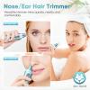 Ear and Nose Hair Trimmer Clipper - 2025 Professional Painless Eyebrow & Facial Hair Trimmer for Men Women, Battery-Operated Trimmer with IPX7 Waterproof, Dual Edge Blades for Easy Cleansing Blue view 2