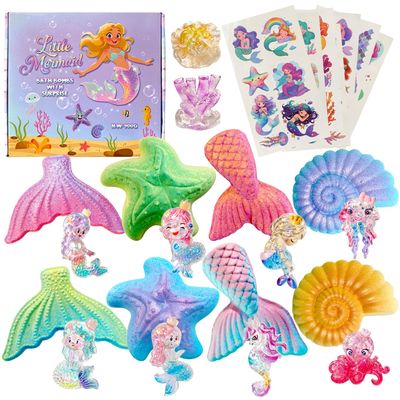 Mermaid Bath Bombs for Kids with Surprse Inside, 8PK XXL Kids Bath Bombs Gift Set for Girls, Birthday Gifts, Mermaid Party Favors, Princess Gift Box
