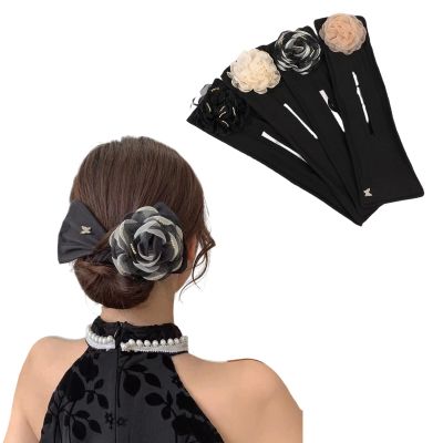 4 Pieces Big Flower Hair Bun Maker Deft Magic Bun Hairpin for Women Girls Hair Circle Ponytail Holder Hair Accessories