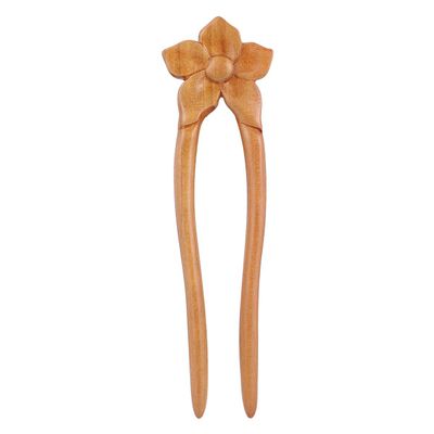 LALAFINA Retro U-shape Wood Hairpin Vintage Hair Stick Unique Hair Accessory for Women and Girls Elegant Floral Design for Weddings and Special Occasions