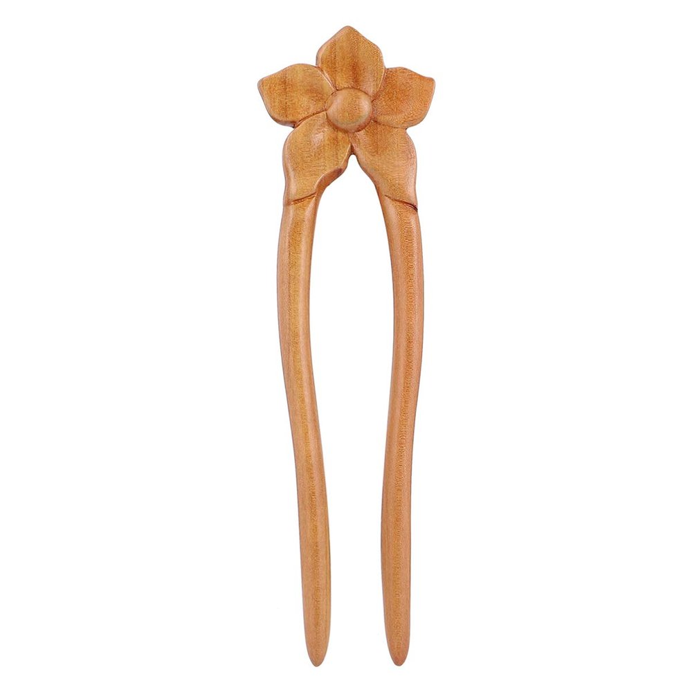 LALAFINA Retro U-shape Wood Hairpin Vintage Hair Stick Unique Hair Accessory for Women and Girls Elegant Floral Design for Weddings and Special Occasions