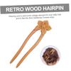 LALAFINA Retro U-shape Wood Hairpin Vintage Hair Stick Unique Hair Accessory for Women and Girls Elegant Floral Design for Weddings and Special Occasions view 4