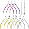 12Pack Cuticle Trimmer - Stainless Steel Nail Cuticle Nipper With Pusher - Manicure & Pedicure Tools for Finger & Toenails - Gold, Rainbow, Silver view 1