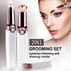 2 in 1 Eyebrow Trimmer Facial Hair Remover Electric Razor for Women Pubic Hair Bikini Shaver Epilator for Face Peach Fuzz Lips Painless Rechargeable Portable view 2