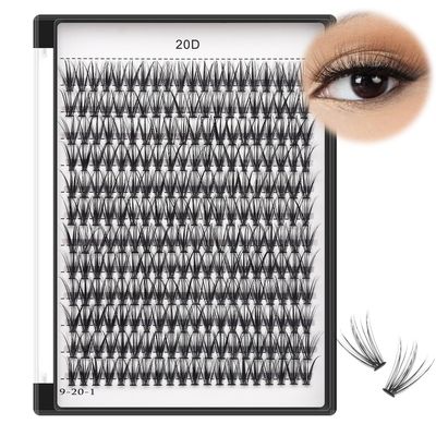 Bodermincer 20D Lash Clusters Wispy Eyelash Clusters 240pcs D Curl (20D-D Curl-16mm)