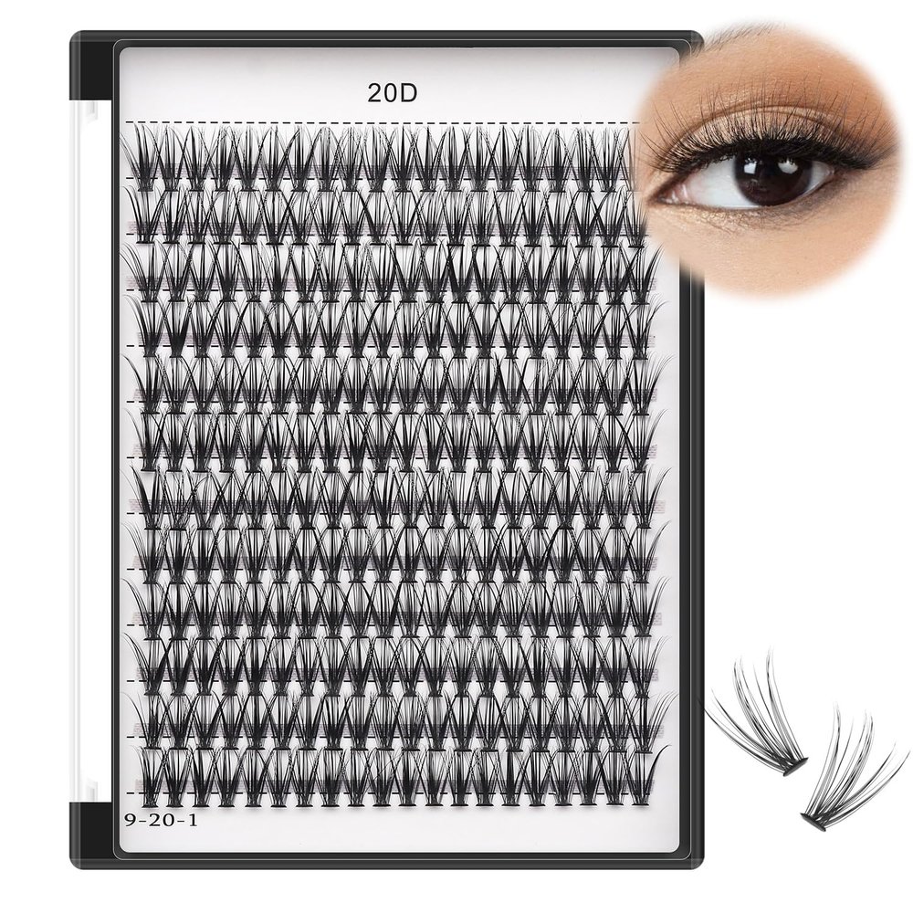 Bodermincer 20D Lash Clusters Wispy Eyelash Clusters 240pcs D Curl (20D-D Curl-16mm)