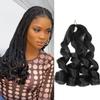 French Curl Braiding Hair 14 Inch Curly Braiding Hair Pre Stretched 8 Packs Short Black French Curl Crochet Braids for Box Braids with Curly Ends for Black Women (1B) view 1