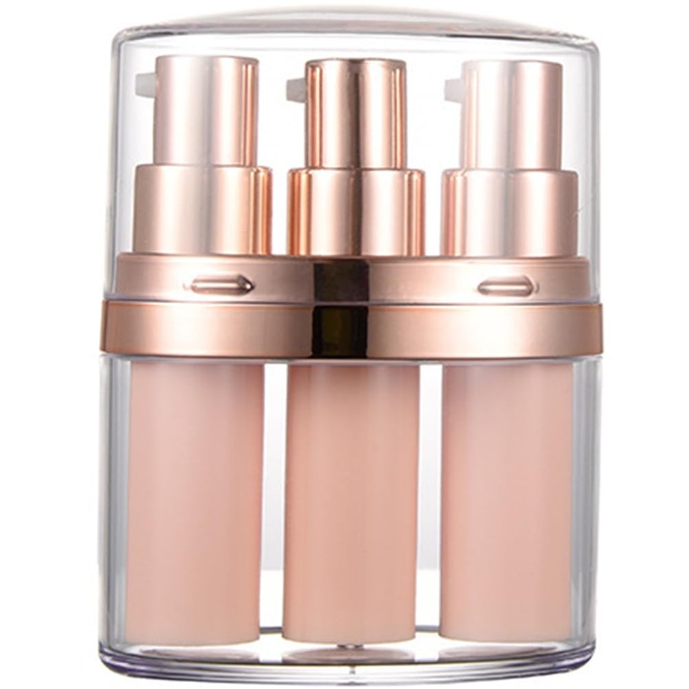 Healeved Mini Lotion Bottle Set of 3 Refillable 5Ml Travel Pump Dispensers for Skincare Creams Lotions and Serums Portable Cosmetic Liquid Containers