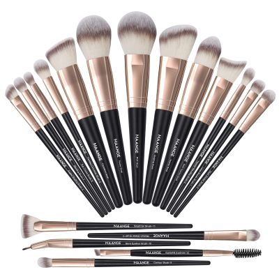 Makeup Brushes, MAANGE 18 Pcs Professional Makeup Brush Set Premium Synthetic Face Kabuki Brush Kit Foundation Blush Powder Eyeshadow Brushes SetBlack Gold)