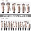 Makeup Brushes, MAANGE 18 Pcs Professional Makeup Brush Set Premium Synthetic Face Kabuki Brush Kit Foundation Blush Powder Eyeshadow Brushes SetBlack Gold) view 2