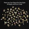 48 Pcs Dangle Charms Luxury Rhinestones for Nails - Heart Charms Gold Gems Crystal Metal Diamonds Stones for 3D Art Decoration Jewelry Making, 24 Styles view 3