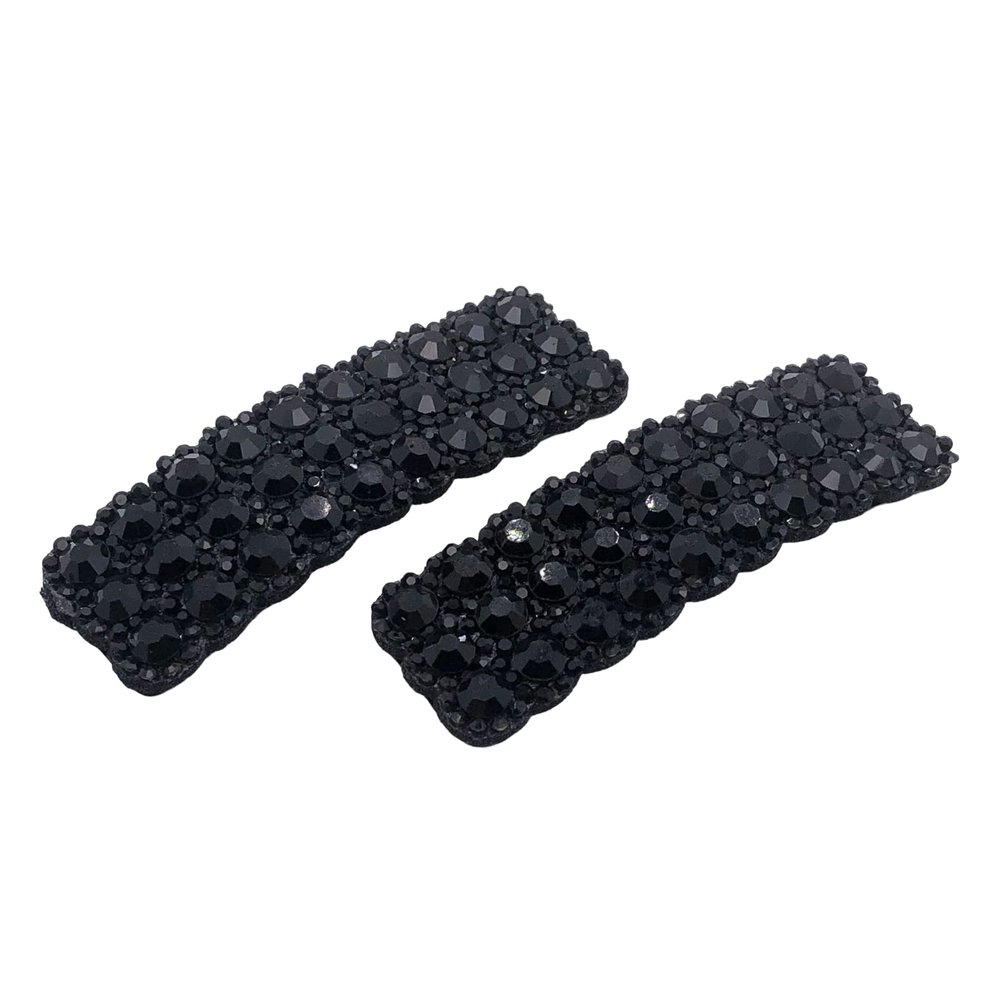 2PCS Rhinestones Snap Hair Clips for Women Girls Rectangular Hairpins Korean Barrettes Hair Accessories Black
