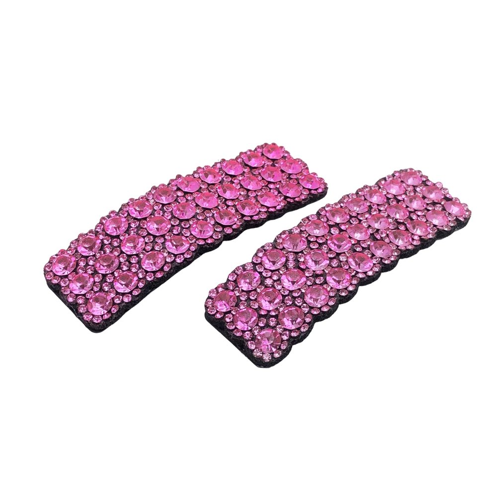 2PCS Rhinestones Snap Hair Clips for Women Girls Rectangular Hairpins Korean Barrettes Hair Accessories Pink