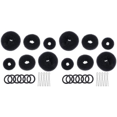 LALAFINA 6sets Bun Maker Kit Elastic Hair Ties and U-shaped Hairpins for Easy Hairstyles for Women and Girls