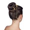 2pcs Vintage Dragonfly Forks Sticks Tassel Traditional Chinese Women Pin Stick Golden Hair Chopsticks for Girls Styling Buns Chignon with view 2