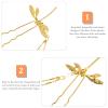2pcs Vintage Dragonfly Forks Sticks Tassel Traditional Chinese Women Pin Stick Golden Hair Chopsticks for Girls Styling Buns Chignon with view 4