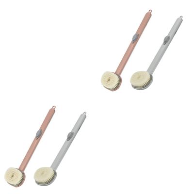Baluue 4pcs Shower Brush Body Scrubber Long Handle Back Washer Soap Dispenser Bath Brush