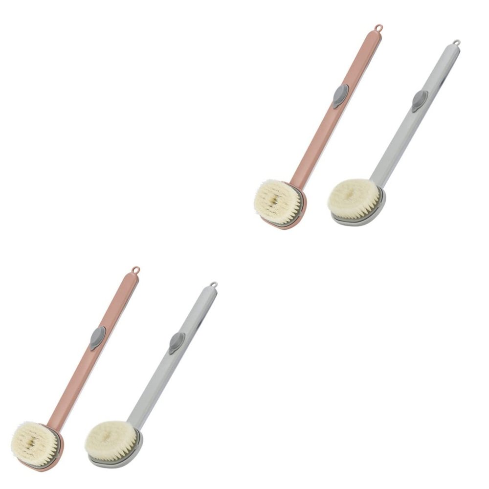Baluue 4pcs Shower Brush Body Scrubber Long Handle Back Washer Soap Dispenser Bath Brush