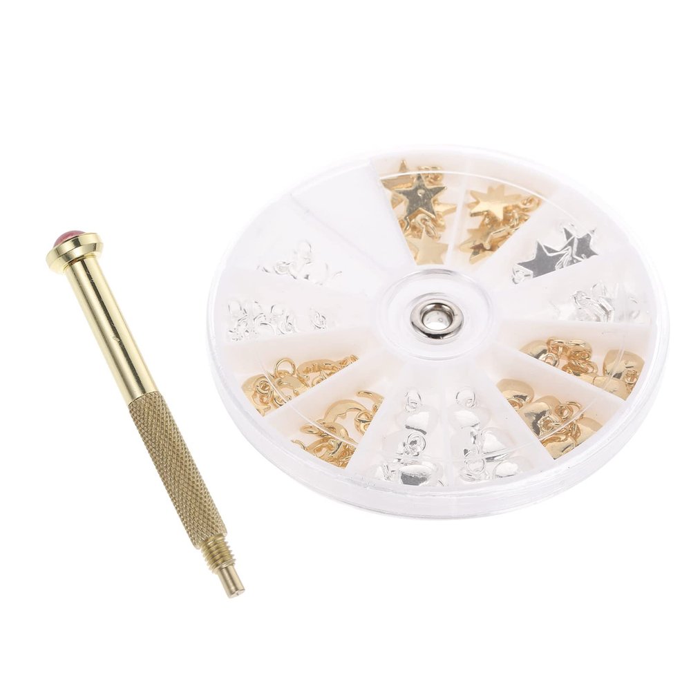 FOMIYES 1set Nail Art Pendant Drilling Tool Manicure Accessories Nail Piercing Tools for Home Salon Use Includes Hand Drill and Dangle Charms