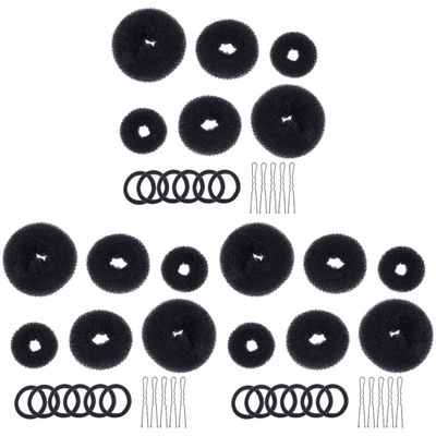 LALAFINA 9sets Hair Bun Maker Kit U-shaped Hairpins Elastic Bands and Donut Bun Tools for Easy Hairstyles for Women Hair Styling Each