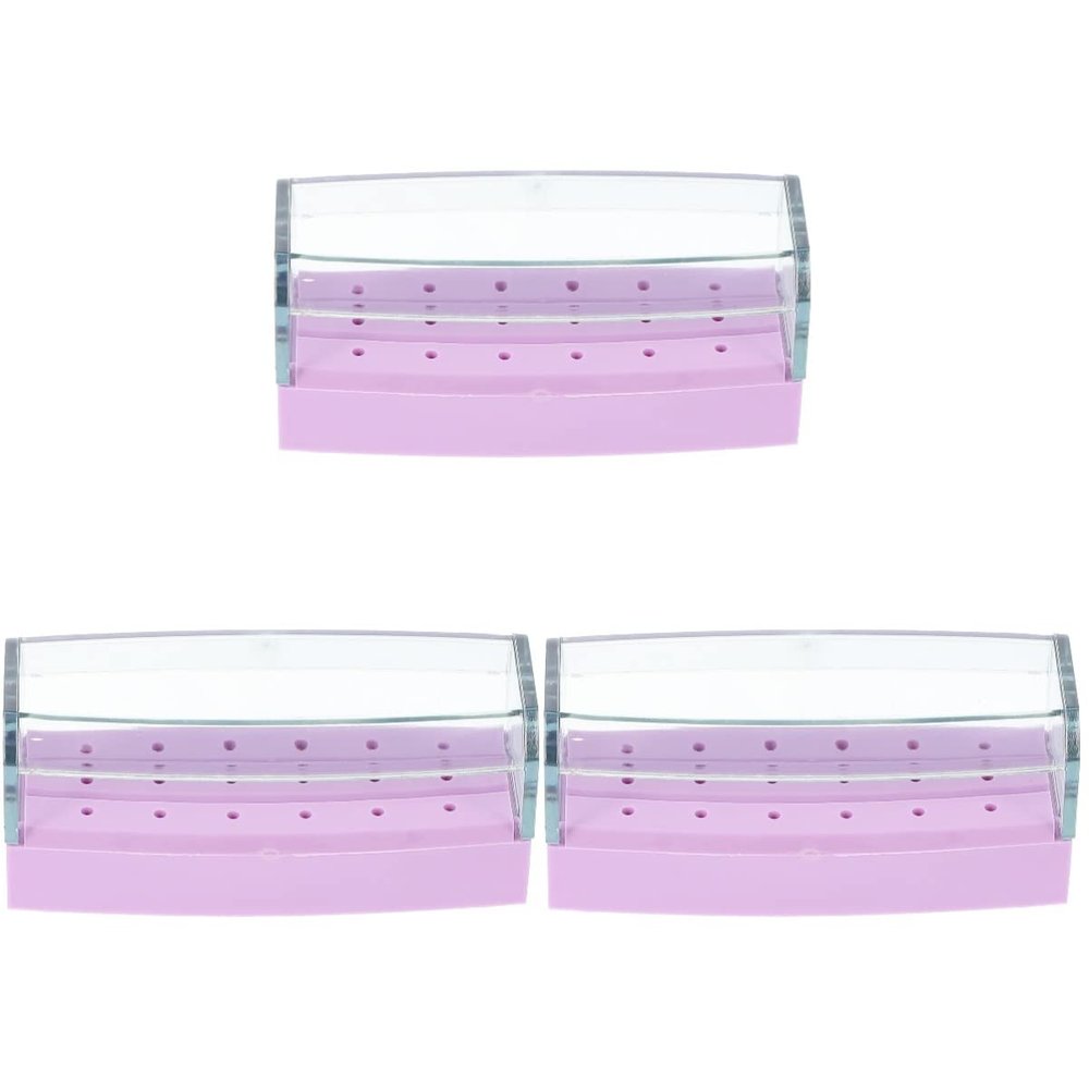 FRCOLOR 3pcs Practical Nail Drill Bits Organizer Storage Case for Manicure Polishing Lightweight Holder for Home Salon Use for Nail Art Practice and Training