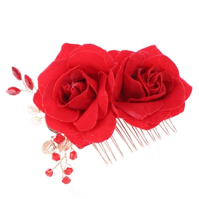KALLORY Bridal Hair Comb Clip Elegant Rose Headdress Bridal Side Combs Wedding Hair Accessories for Women and Girls