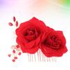 KALLORY Bridal Hair Comb Clip Elegant Rose Headdress Bridal Side Combs Wedding Hair Accessories for Women and Girls view 3