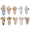 KALLORY 10pcs Ring Punk Full Finger for Flower Crystal Rings Nails Art Jewelries Opening Cap Fingernail Alloy Cover Halloween Christmas Nail Loop Girls Bow Tip Decoration view 1