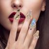 KALLORY 10pcs Ring Punk Full Finger for Flower Crystal Rings Nails Art Jewelries Opening Cap Fingernail Alloy Cover Halloween Christmas Nail Loop Girls Bow Tip Decoration view 4
