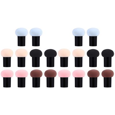 FOMIYES 20pcs Mushroom Shape Cosmetic Sponge Puff for Wet and Dry Makeup Skin-friendly Beauty Powder Puff Almond and Colors